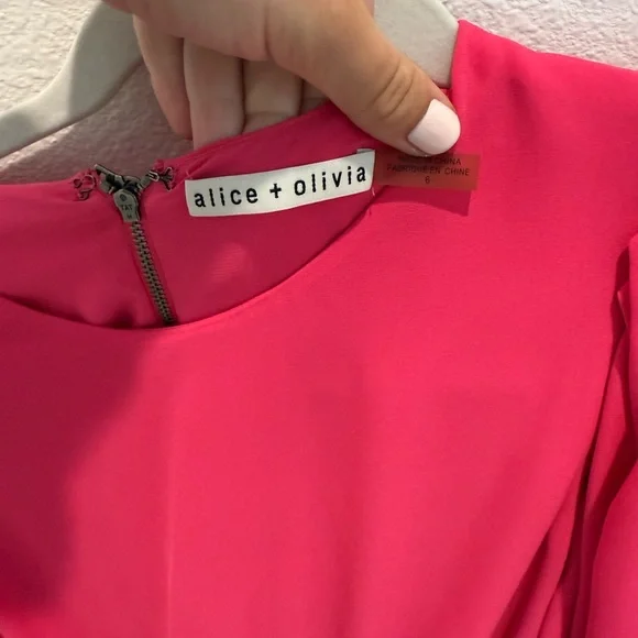 Alice + Olivia Shayla Pleated Balloon Sleeve Tiered Mini Dress - Picture 6 of 6